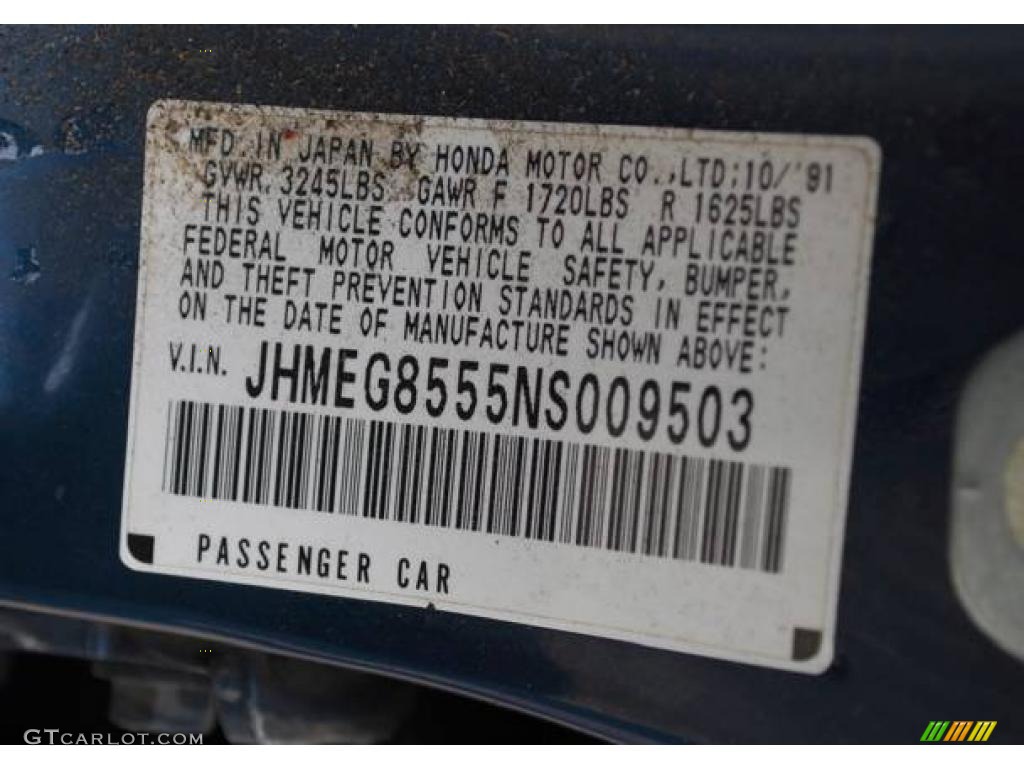 1992 Civic LX Sedan - Harvard Blue Pearl / Gray photo #33