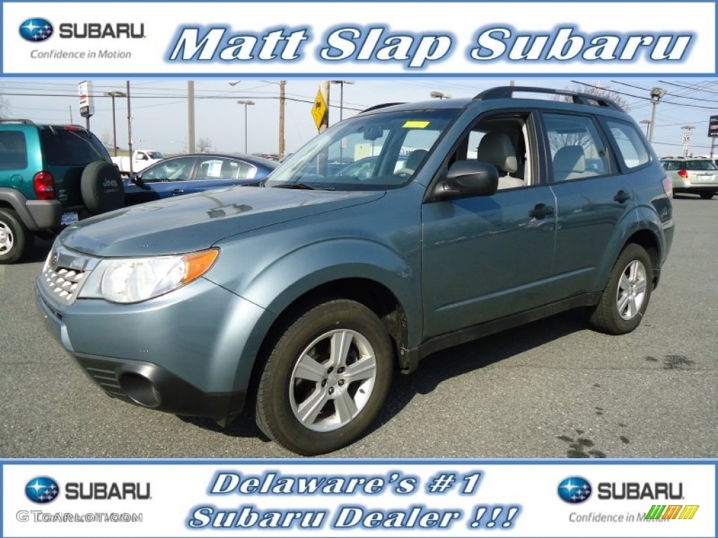 2011 Forester 2.5 X - Sage Green Metallic / Platinum photo #1