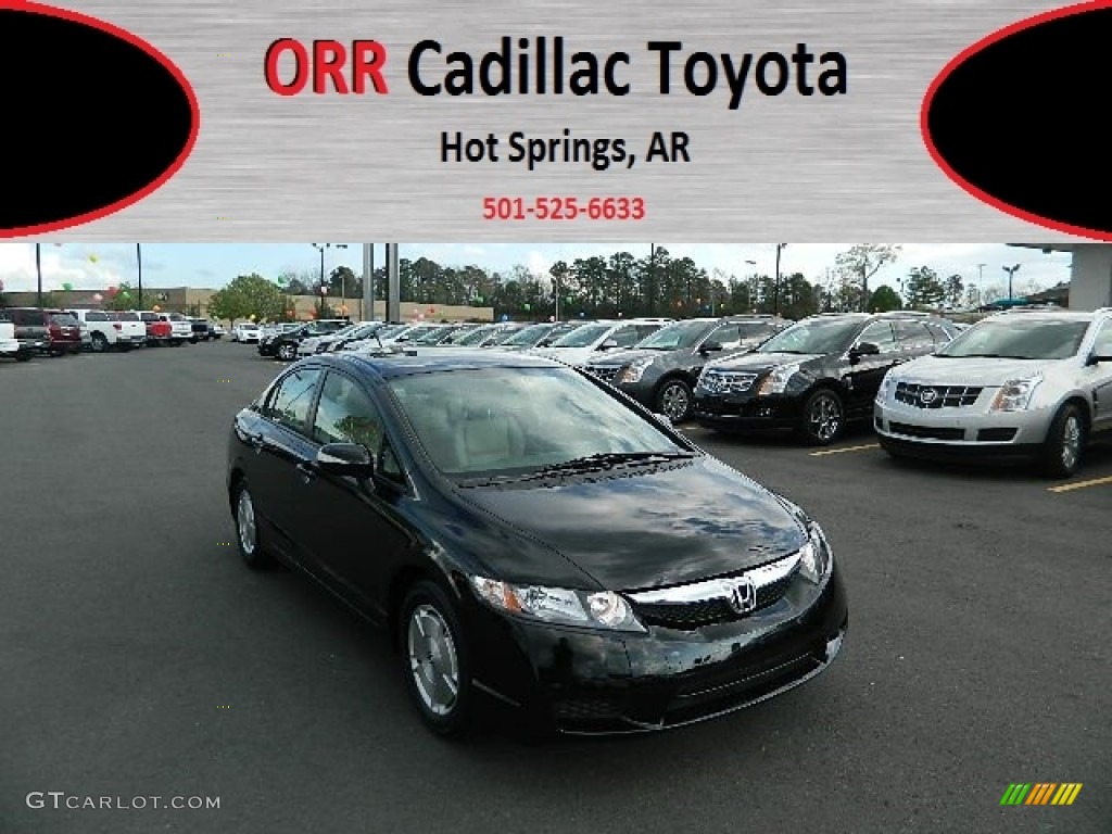 2009 Civic Hybrid Sedan - Crystal Black Pearl / Gray photo #1