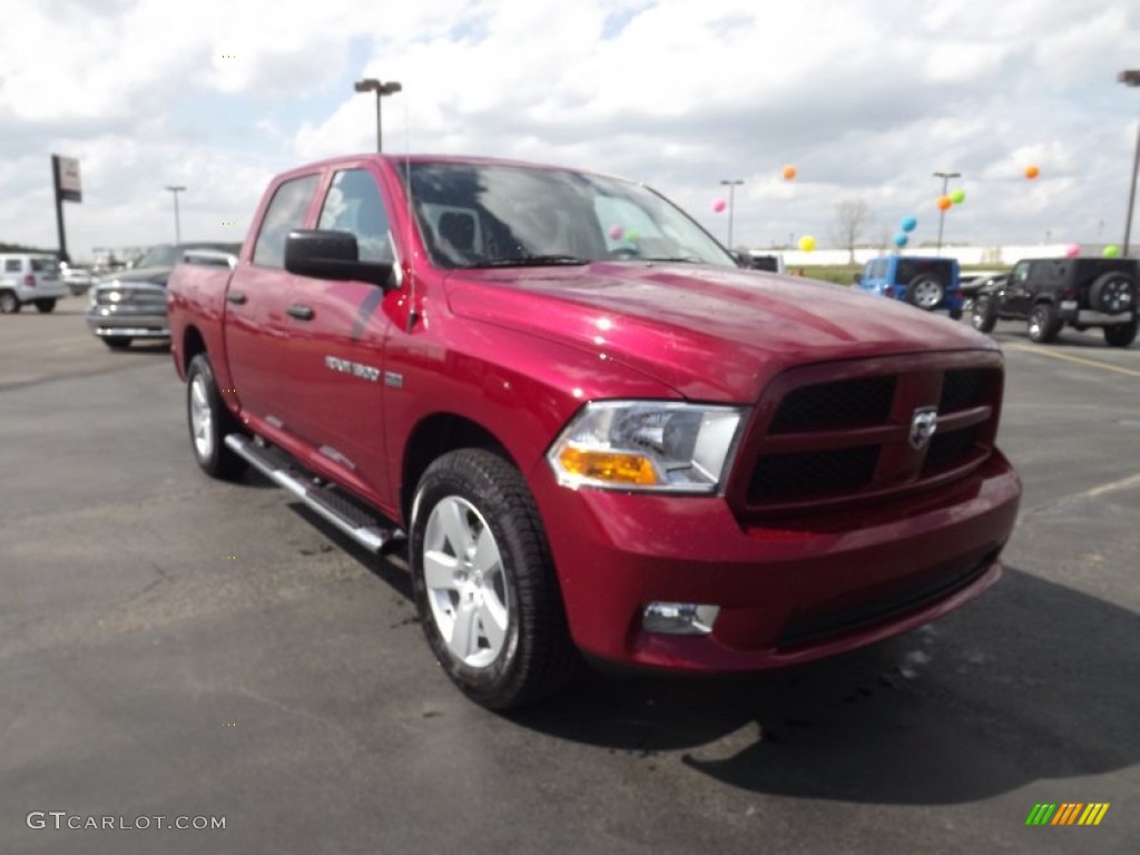 2012 Ram 1500 Express Crew Cab 4x4 - Deep Cherry Red Crystal Pearl / Dark Slate Gray/Medium Graystone photo #3