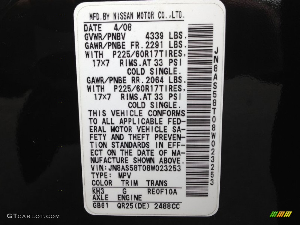 2008 Rogue Color Code KH3 for Wicked Black Photo #62399420