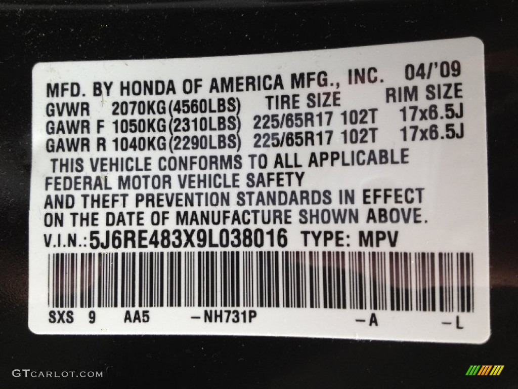 2009 CR-V LX 4WD - Crystal Black Pearl / Black photo #28