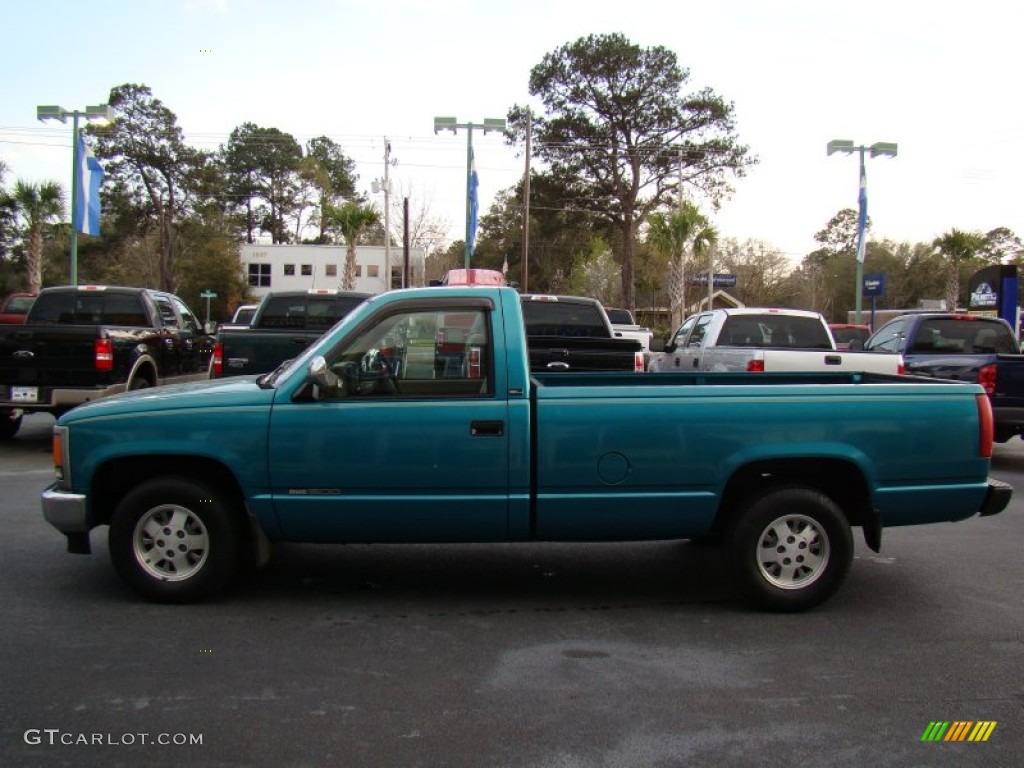 1994 Sierra 1500 SLE Regular Cab - Bright Teal Metallic / Beige photo #5