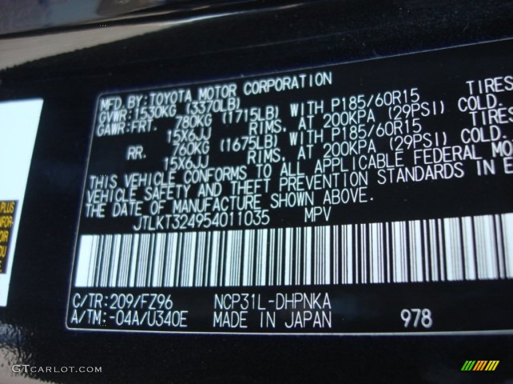 2005 xB Color Code 209 for Black Photo #62408775
