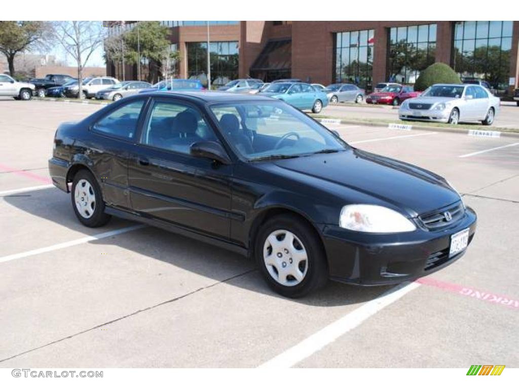 2000 Civic EX Coupe - Flamenco Black Pearl / Dark Gray photo #1