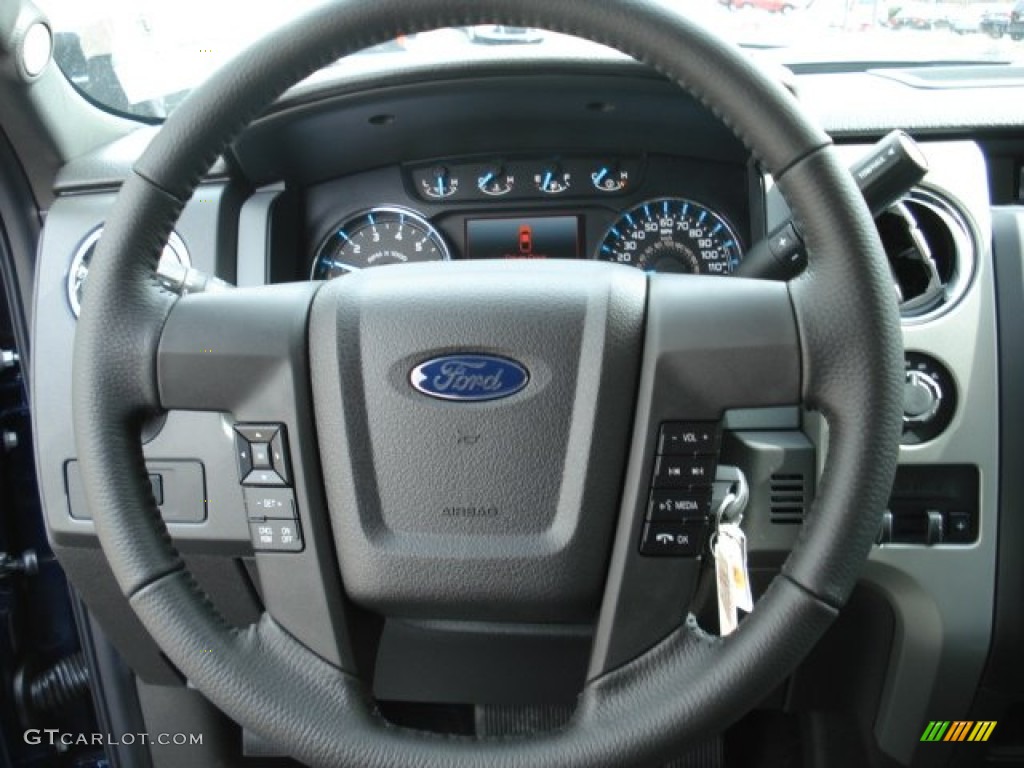 2012 Ford F150 XLT SuperCab 4x4 Steel Gray Steering Wheel Photo #62420607