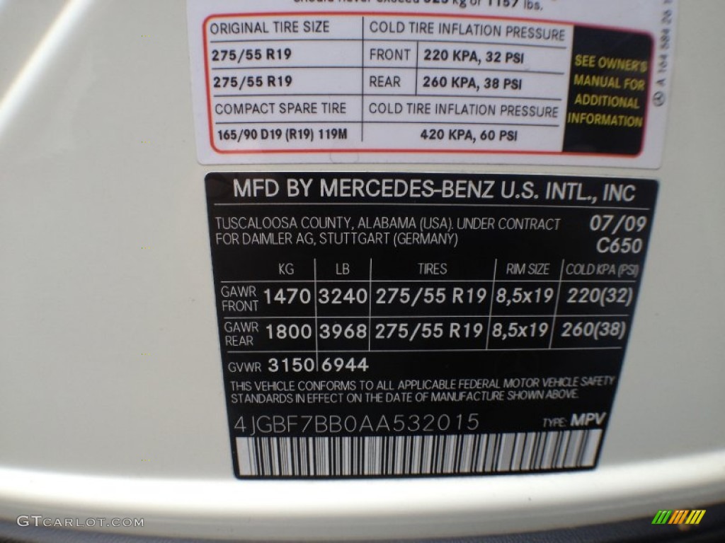 2010 GL Color Code 650 for Arctic White Photo #62421156