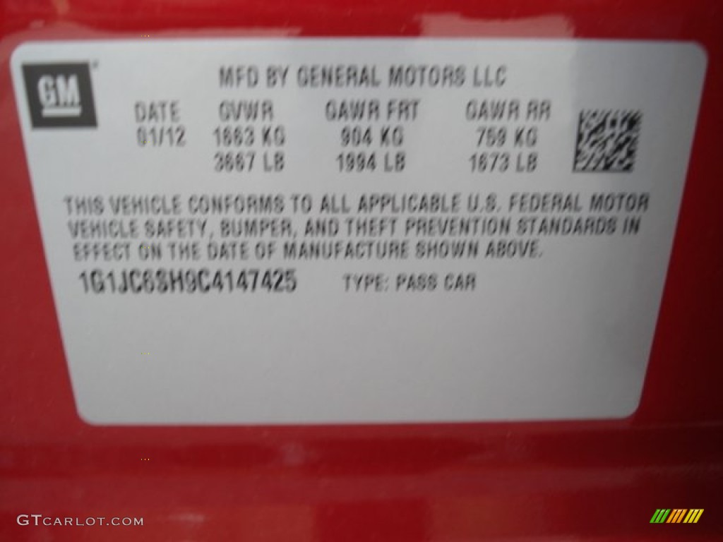 2012 Sonic LT Hatch - Crystal Red Tintcoat / Jet Black/Dark Titanium photo #20