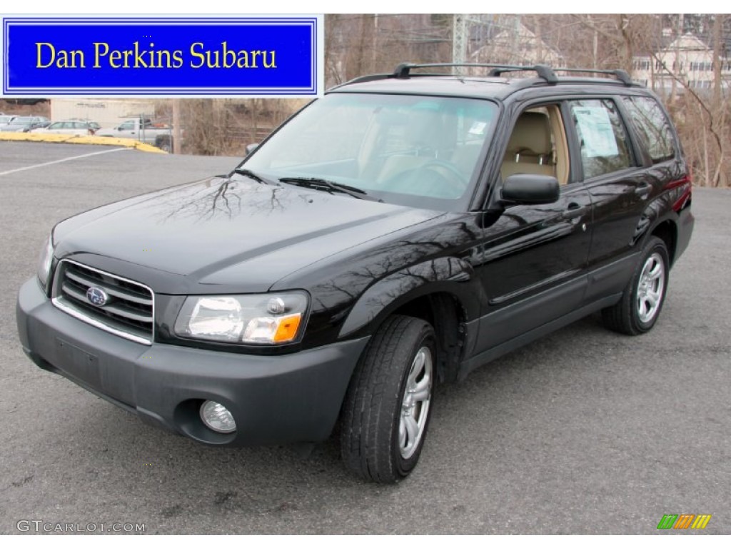 2005 Forester 2.5 X - Obsidian Black Pearl / Beige photo #1