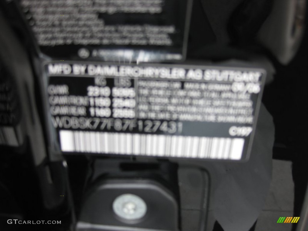 2007 SL Color Code 197 for Obsidian Black Metallic Photo #62429823