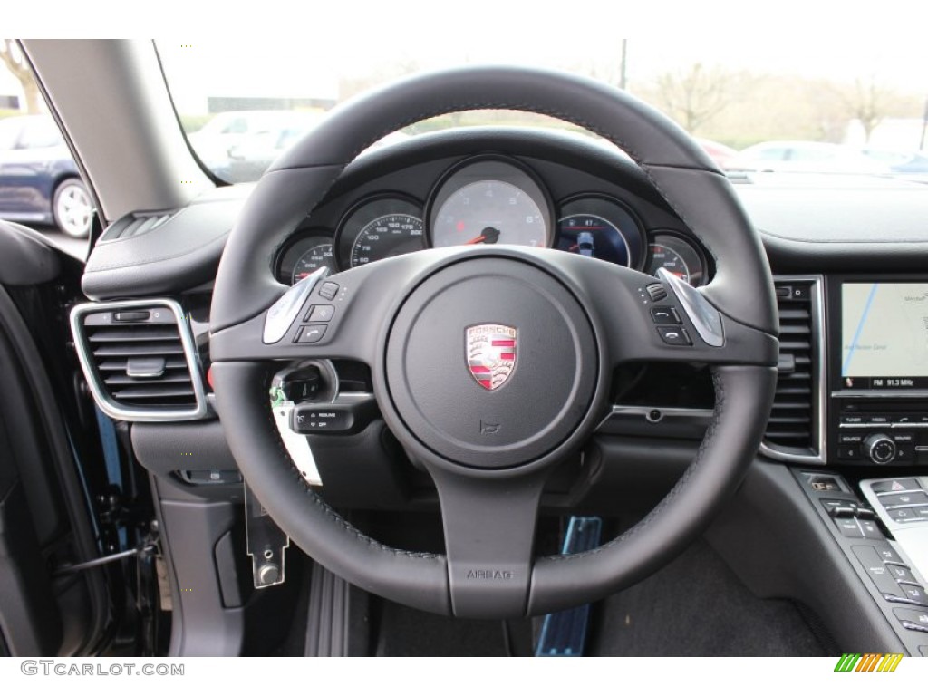 2012 Porsche Panamera S Black Steering Wheel Photo #62430537