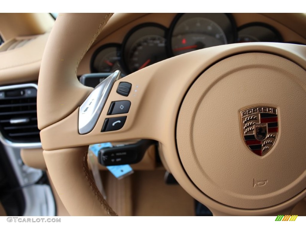 2012 Porsche Panamera S Hybrid Luxor Beige Steering Wheel Photo #62431374