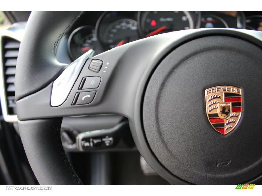 2012 Porsche Cayenne Turbo Black Steering Wheel Photo #62431476