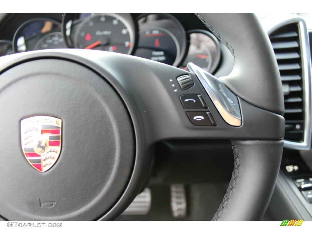 2012 Porsche Cayenne Turbo Black Steering Wheel Photo #62431479
