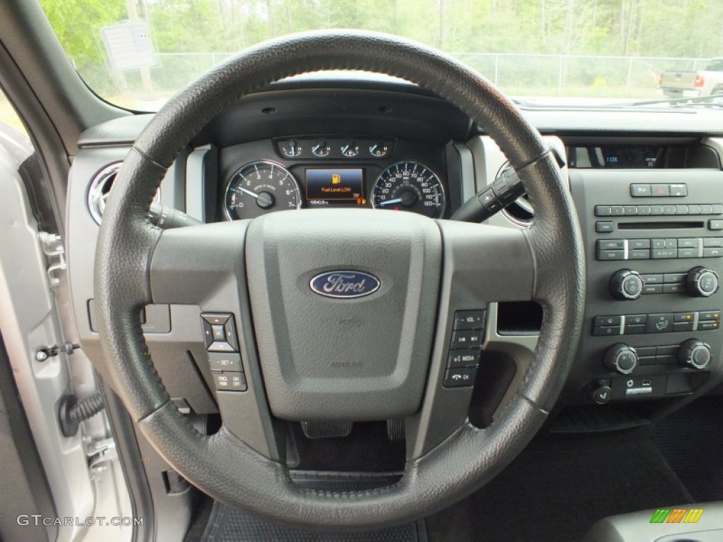2011 Ford F150 XLT SuperCrew Steel Gray Steering Wheel Photo #62436225