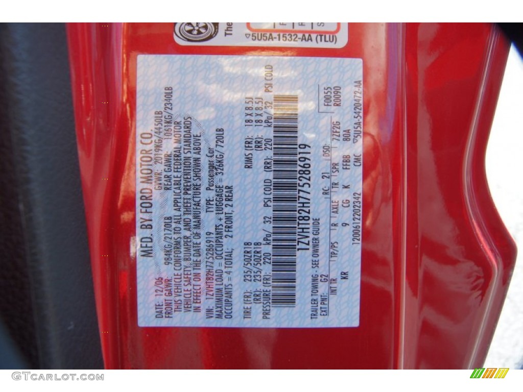 2007 Mustang Color Code G2 for Redfire Metallic Photo #62442490