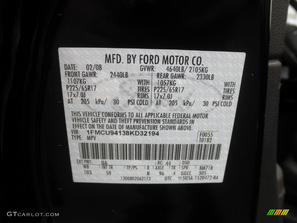 2008 Escape Color Code UA for Black Photo #62452708