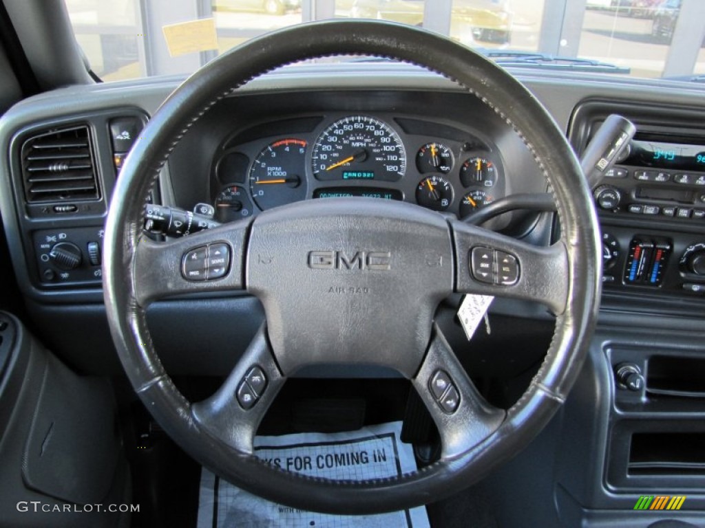 2004 GMC Sierra 2500HD SLE Crew Cab 4x4 Dark Pewter Steering Wheel Photo #62453246