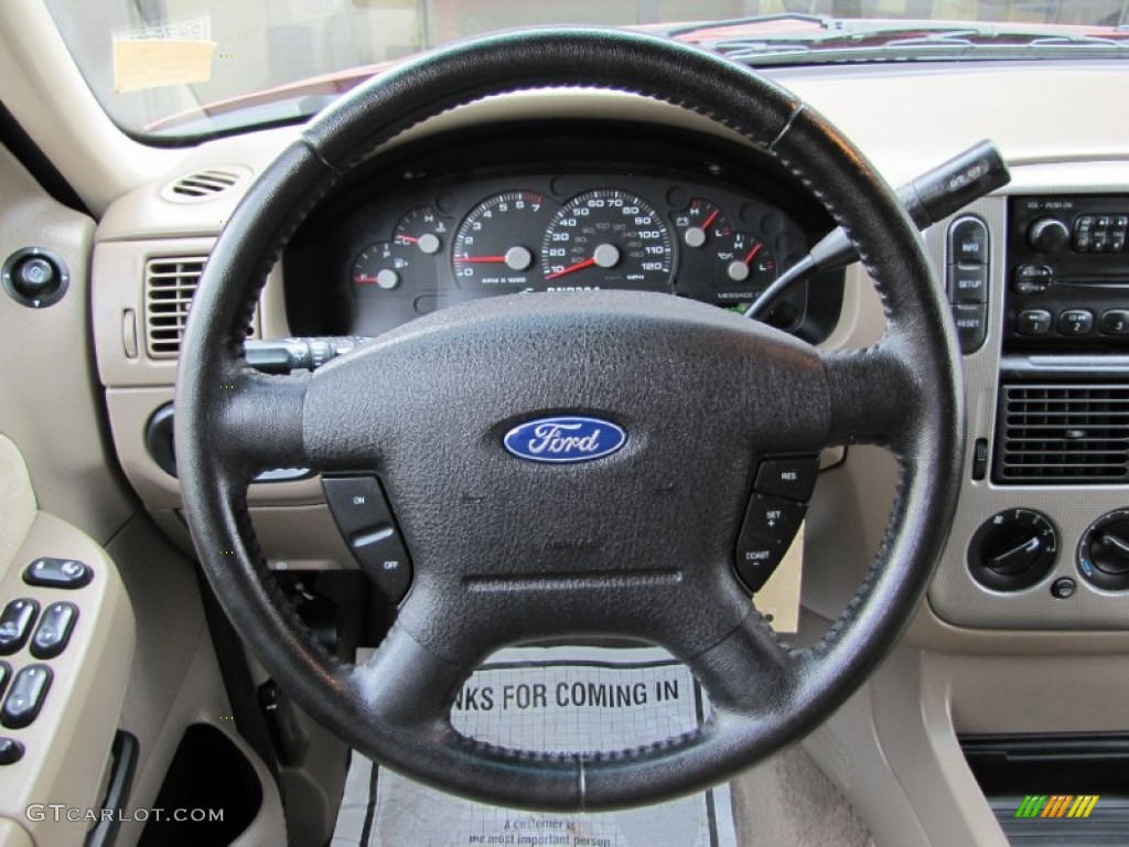 2005 Ford Explorer XLT 4x4 Medium Parchment Steering Wheel Photo #62454322