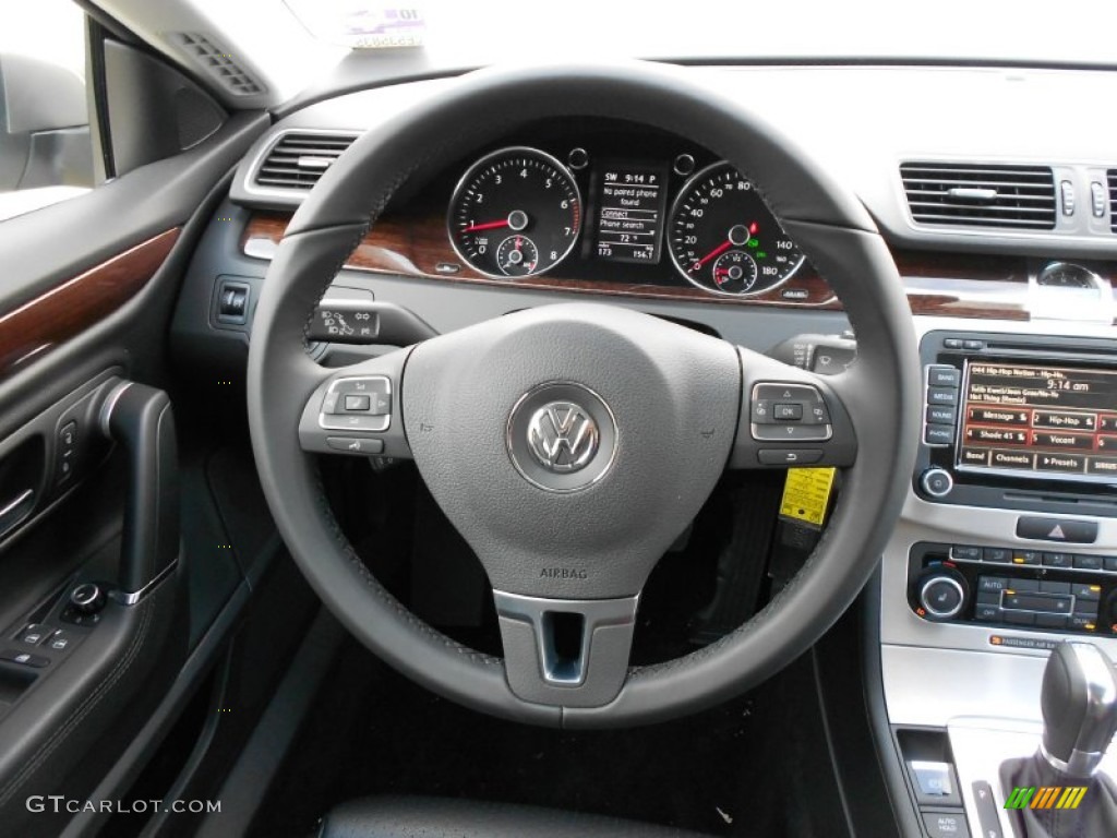 2012 Volkswagen CC Lux Plus Black Steering Wheel Photo #62457104