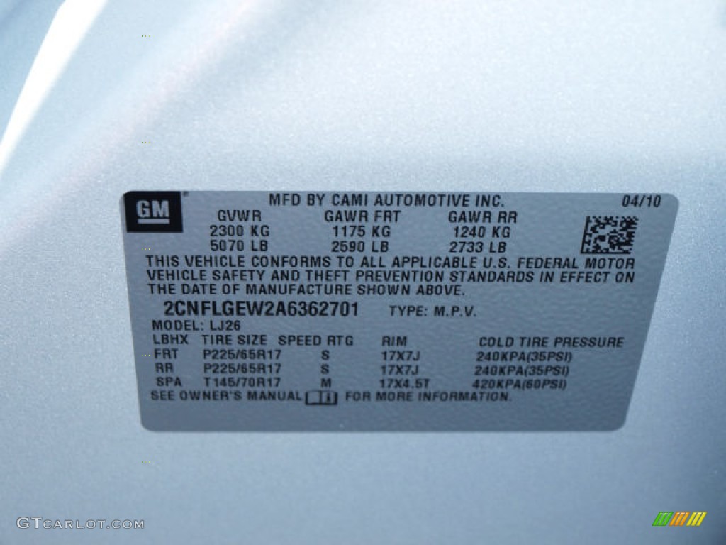 2010 Equinox LTZ AWD - Silver Ice Metallic / Jet Black/Light Titanium photo #17