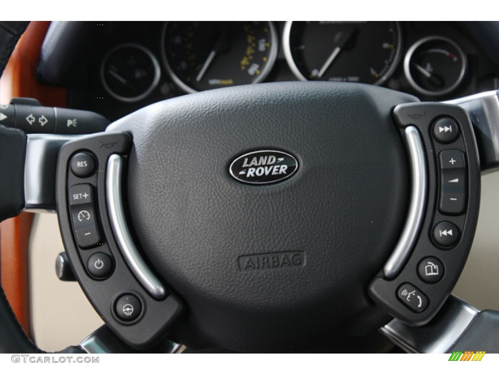 2009 Land Rover Range Rover Supercharged Navy Blue/Parchment Steering Wheel Photo #62461336