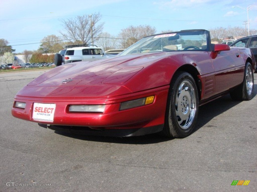 1993 Corvette Convertible - Dark Red Metallic / Light Beige photo #1