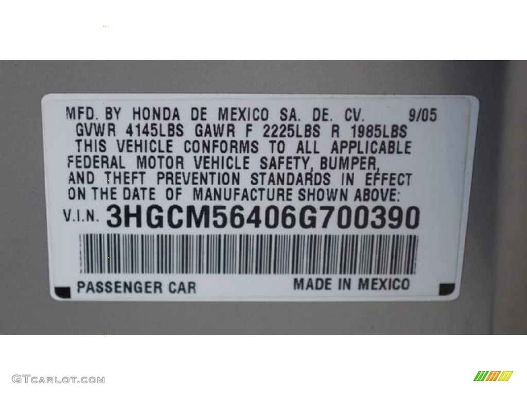 2006 Accord LX Sedan - Alabaster Silver Metallic / Black photo #27