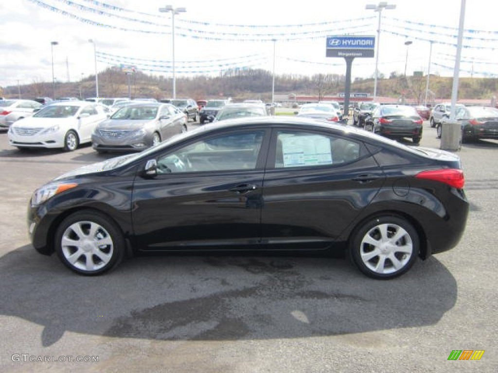 2012 Elantra Limited - Black Noir Pearl / Gray photo #4