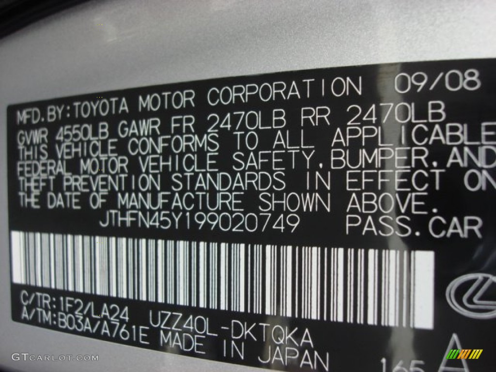 2009 SC Color Code 1F2 for Mercury Metallic Photo #62467621