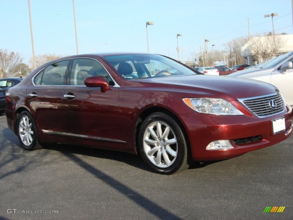 2008 LS 460 - Noble Spinel Red Mica / Black photo #2