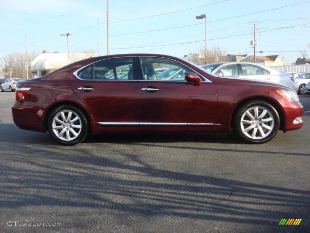 2008 LS 460 - Noble Spinel Red Mica / Black photo #3