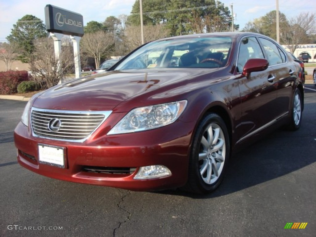 2008 LS 460 - Noble Spinel Red Mica / Black photo #7
