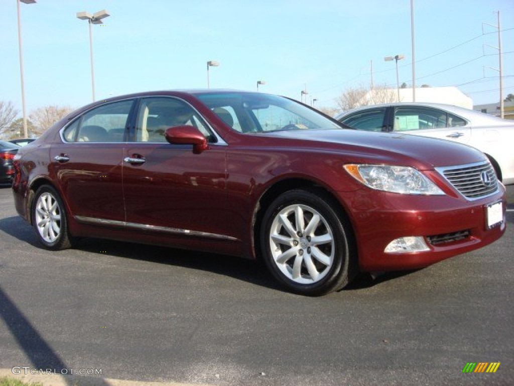 2009 LS 460 L AWD - Noble Spinel Red Mica / Cashmere Beige photo #2