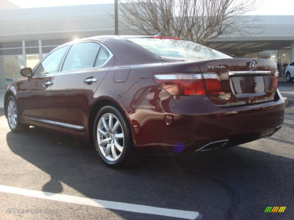 2009 LS 460 L AWD - Noble Spinel Red Mica / Cashmere Beige photo #5