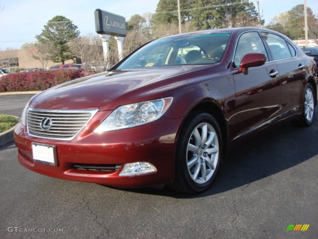 2009 LS 460 L AWD - Noble Spinel Red Mica / Cashmere Beige photo #7