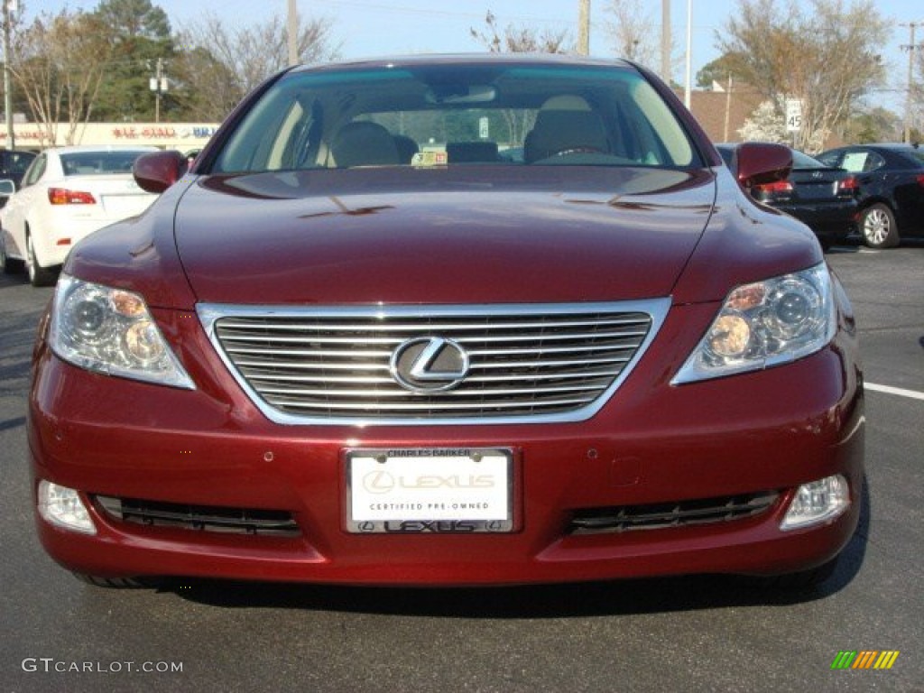 2009 LS 460 L AWD - Noble Spinel Red Mica / Cashmere Beige photo #8