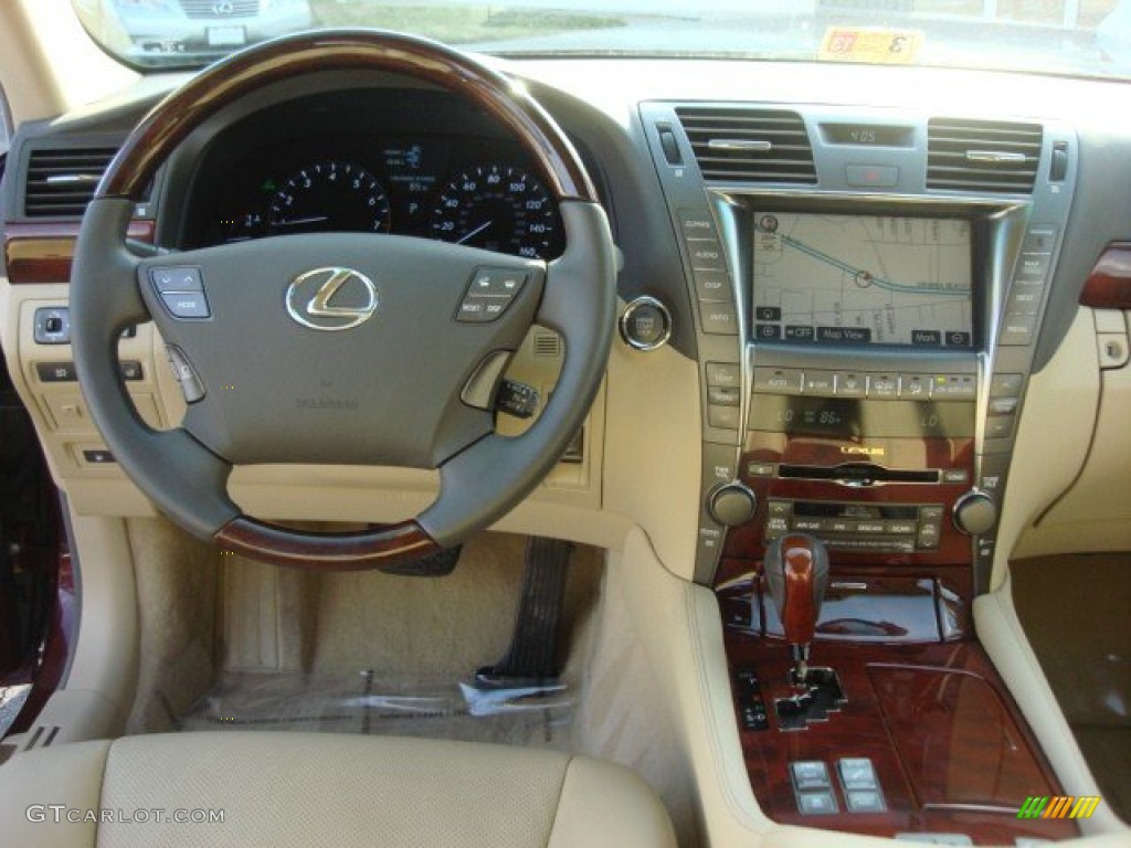 2009 LS 460 L AWD - Noble Spinel Red Mica / Cashmere Beige photo #14
