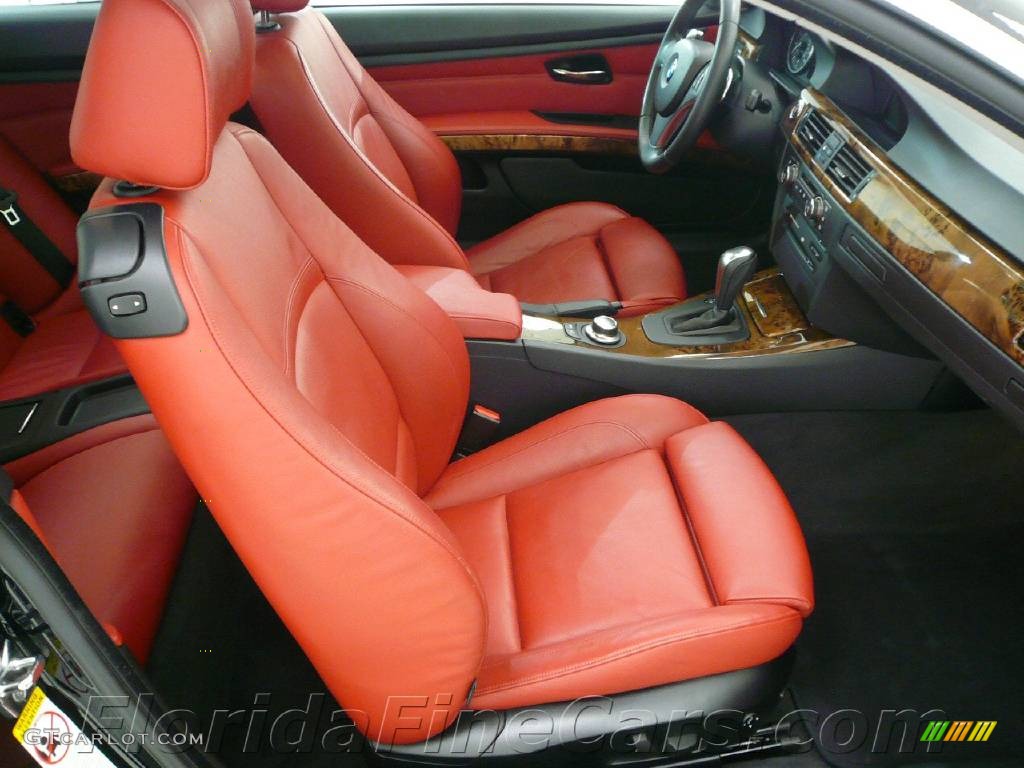 2007 3 Series 335i Coupe - Black Sapphire Metallic / Coral Red/Black photo #13
