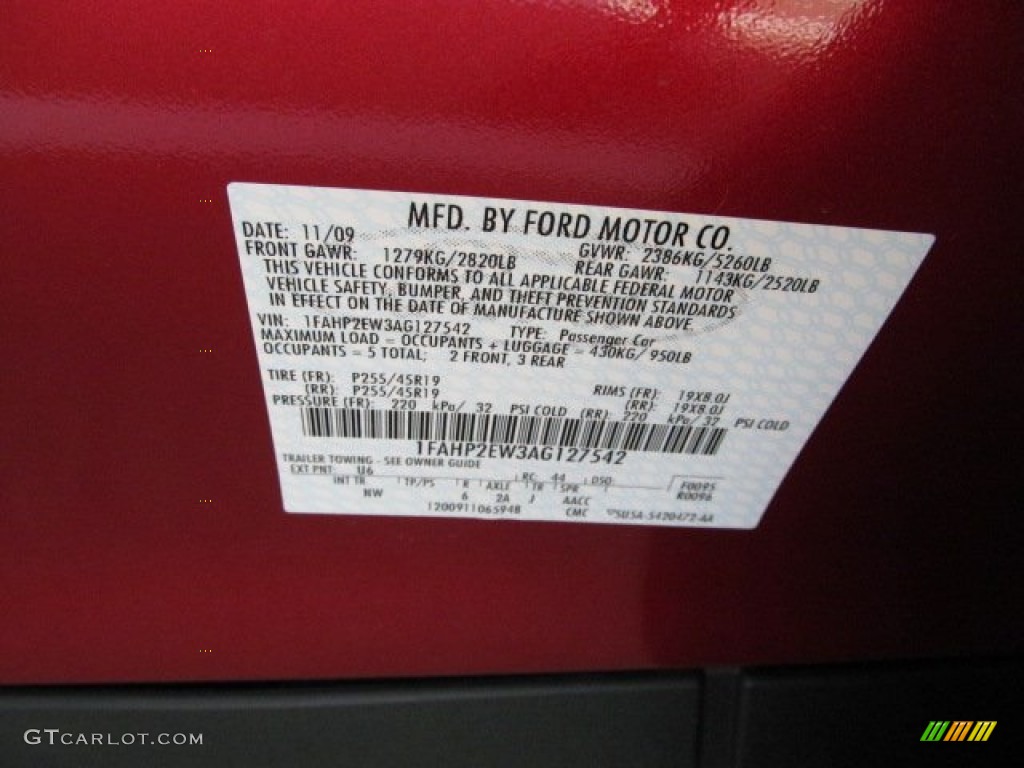 2010 Taurus Color Code U6 for Red Candy Metallic Photo #62474464