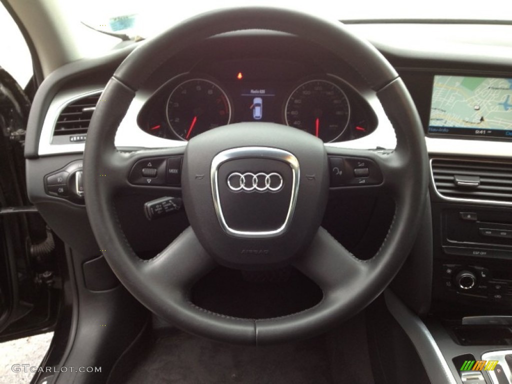 2009 Audi A4 2.0T quattro Avant Black Steering Wheel Photo #62475751