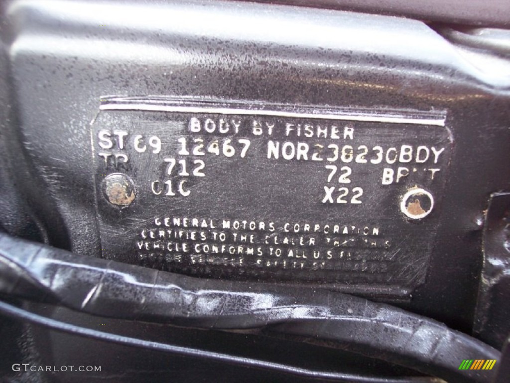 1969 Chevrolet Camaro RS/SS Convertible Info Tag Photo #62480715