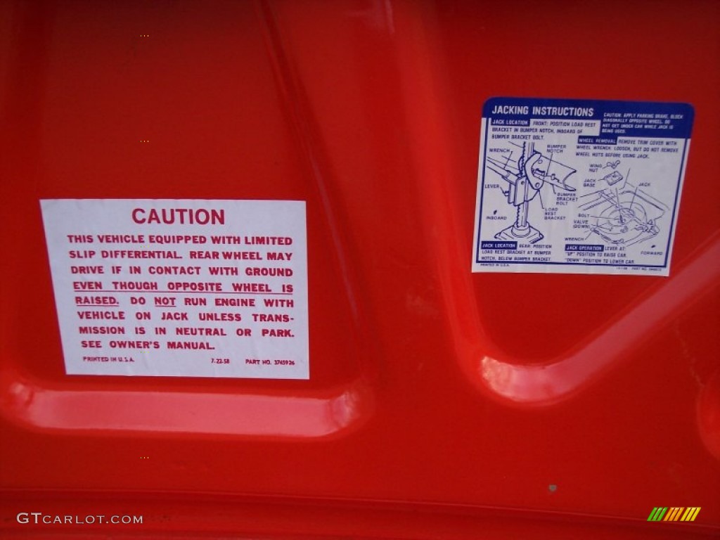 1969 Chevrolet Camaro RS/SS Convertible Info Tag Photos