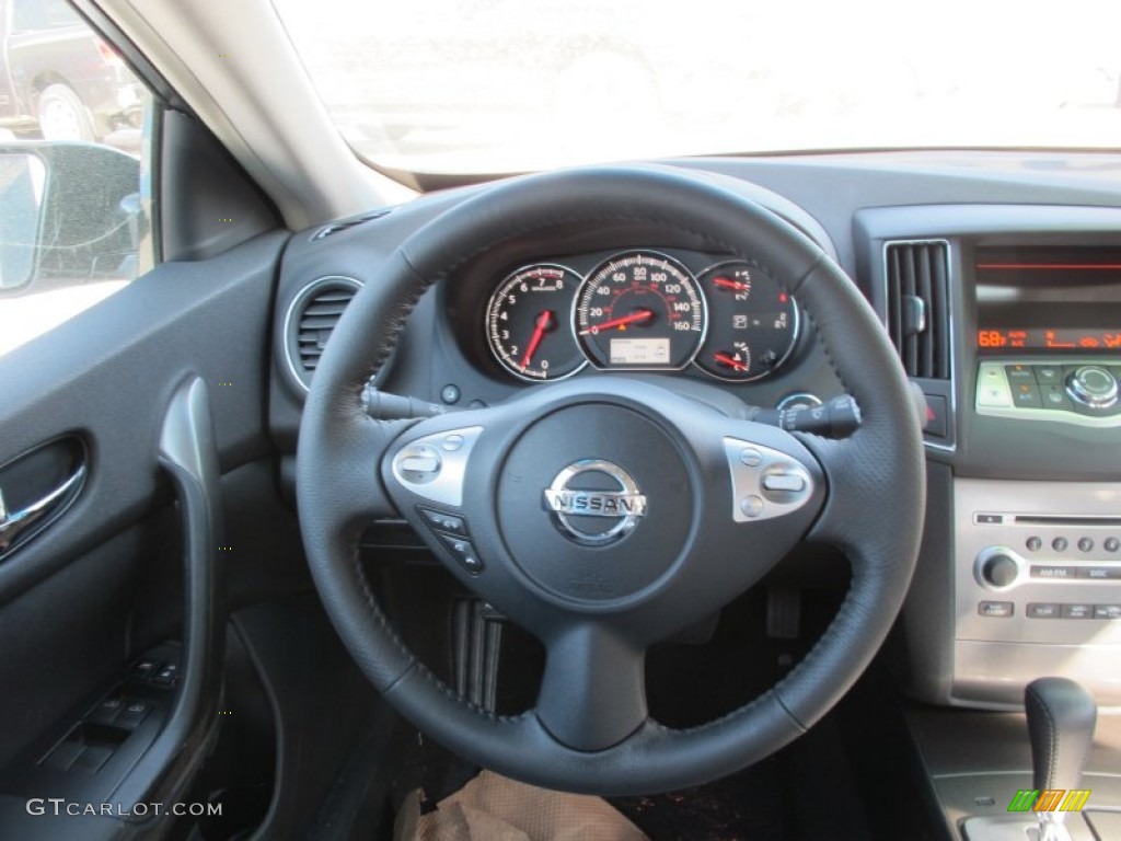 2012 Nissan Maxima 3.5 S Charcoal Steering Wheel Photo #62484088