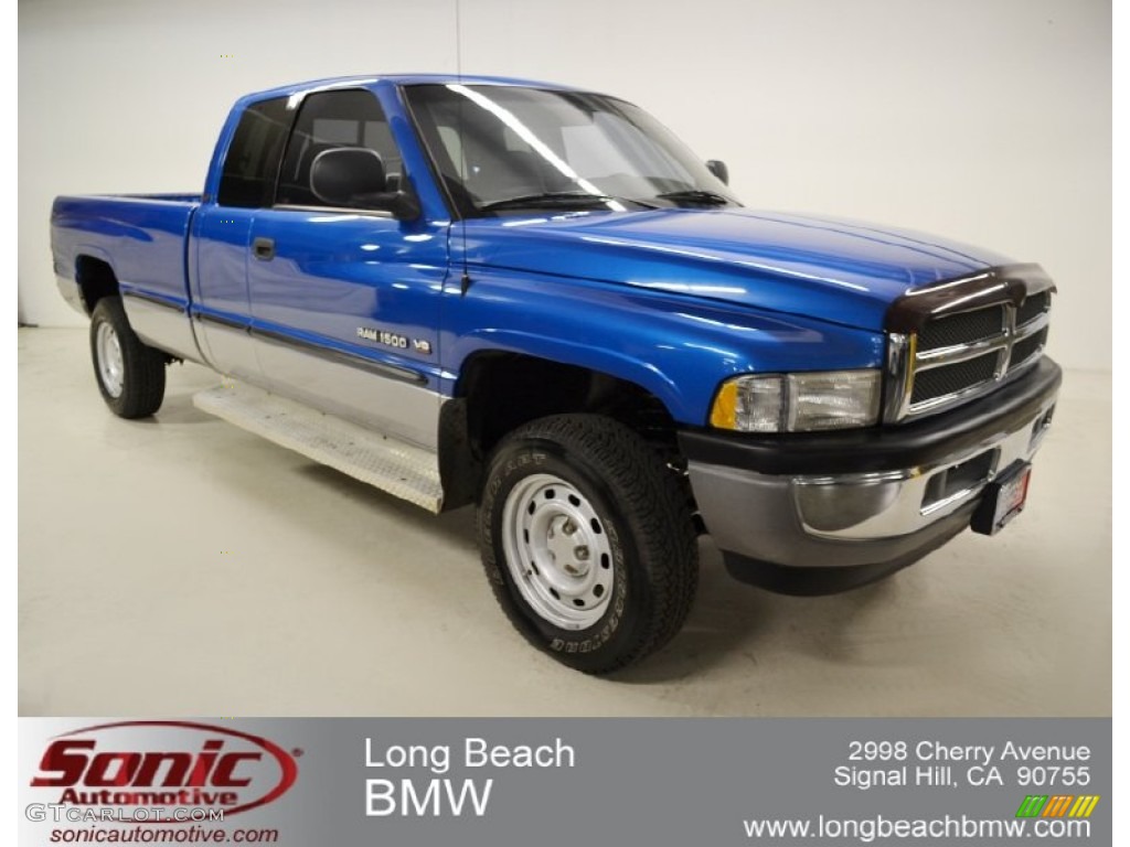 1999 Ram 1500 SLT Extended Cab 4x4 - Intense Blue Pearl / Mist Gray photo #20