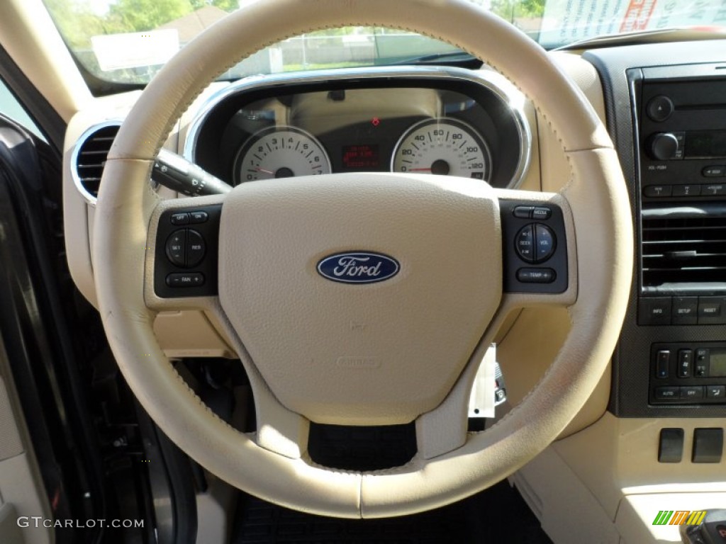 2007 Ford Explorer Sport Trac Limited Camel Steering Wheel Photo #62488009