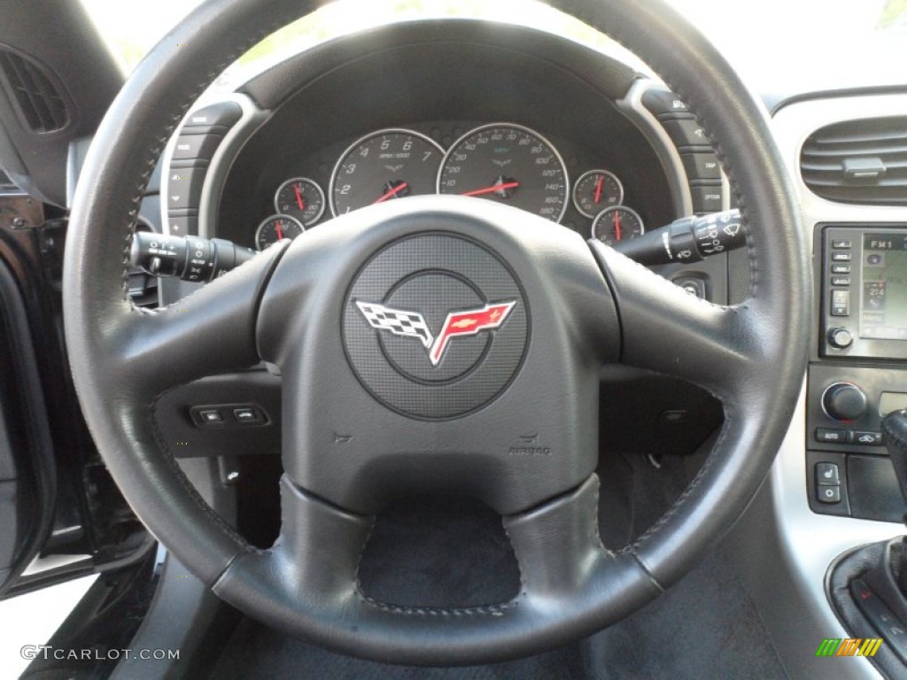 2005 Chevrolet Corvette Coupe Ebony Steering Wheel Photo #62489026