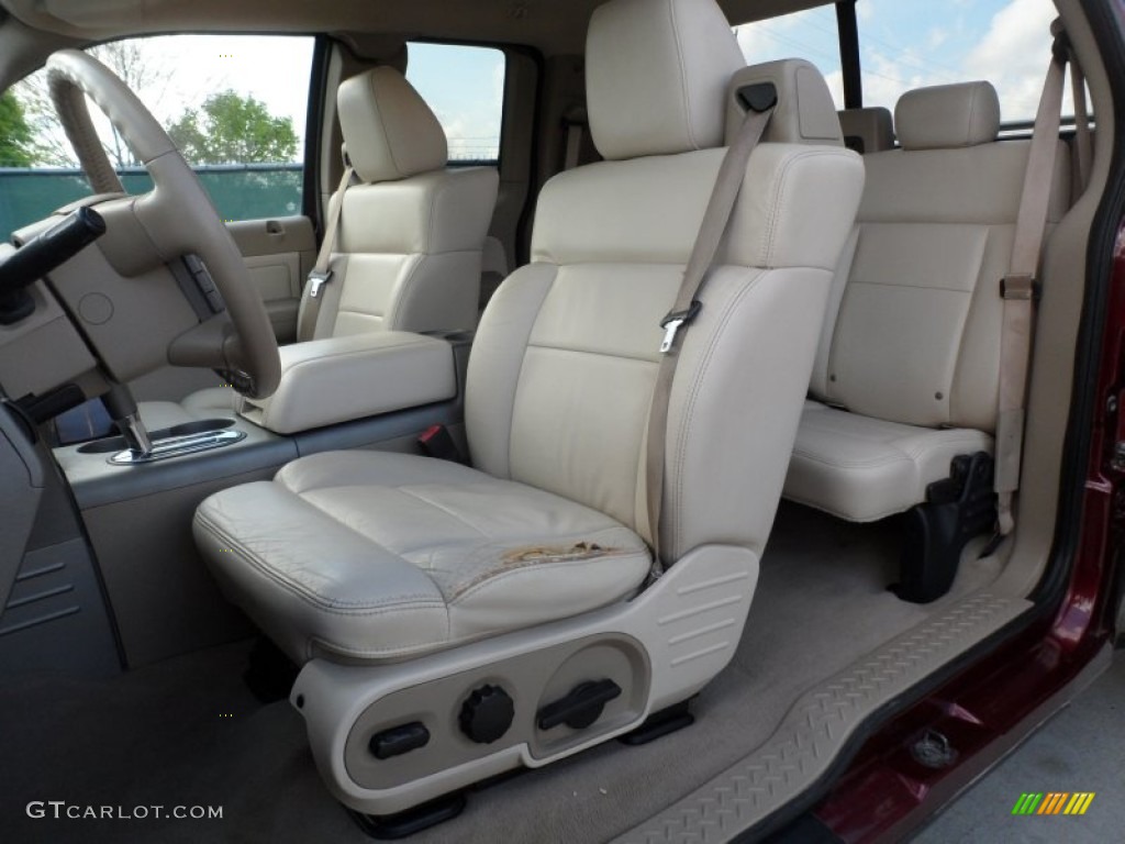 2004 F150 Lariat SuperCab 4x4 - Dark Toreador Red Metallic / Tan photo #36