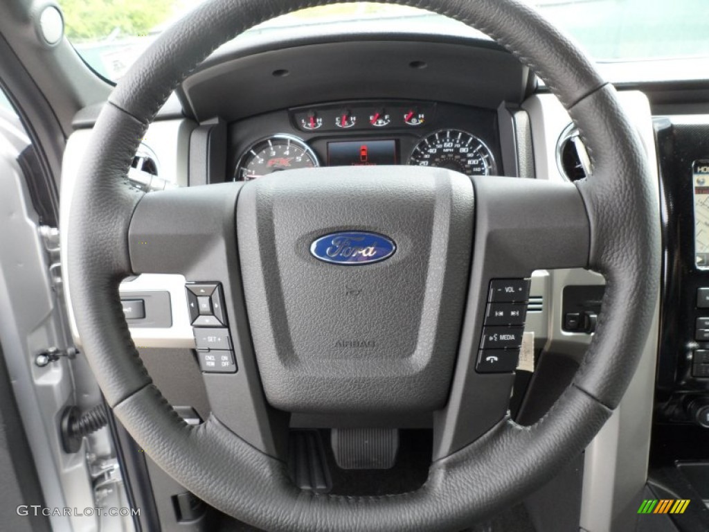 2012 Ford F150 FX4 SuperCrew 4x4 Black Steering Wheel Photo #62490190