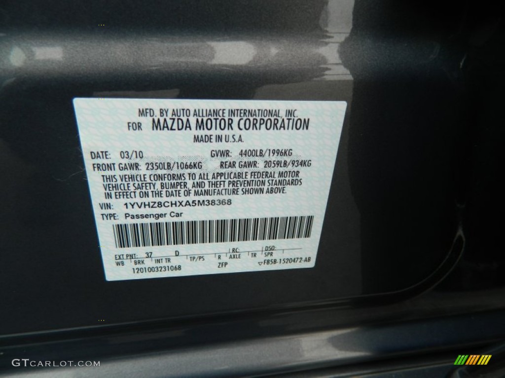 2010 MAZDA6 i Grand Touring Sedan - Comet Gray Mica / Black photo #28